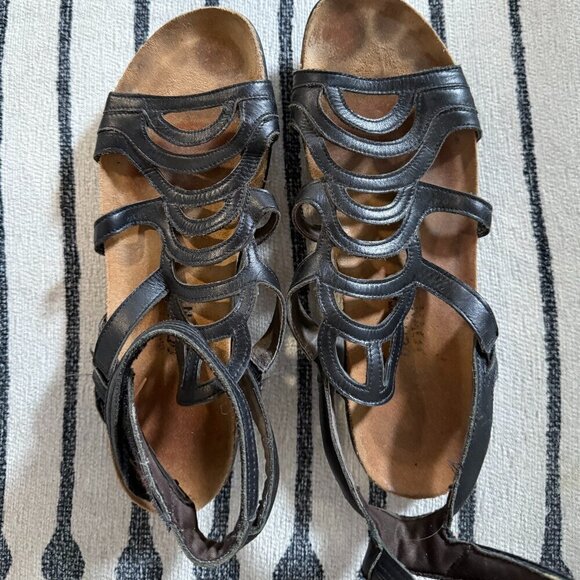 Naot Womens Sara Black Leather Gladiator Sandals Shoes Size 11 - Picture 2 of 6